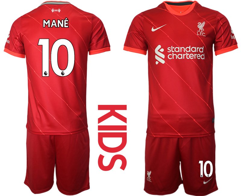 Youth 2021-2022 Club Liverpool home red #10 Soccer Jersey